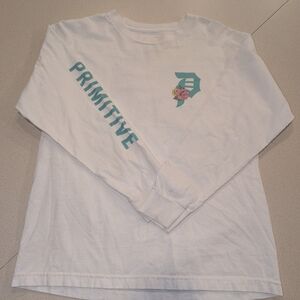 Primitive White and Teal Kids Long Sleeve Shirt